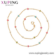 44832 xuping collar de cadena de perlas de colores plateado oro 18k